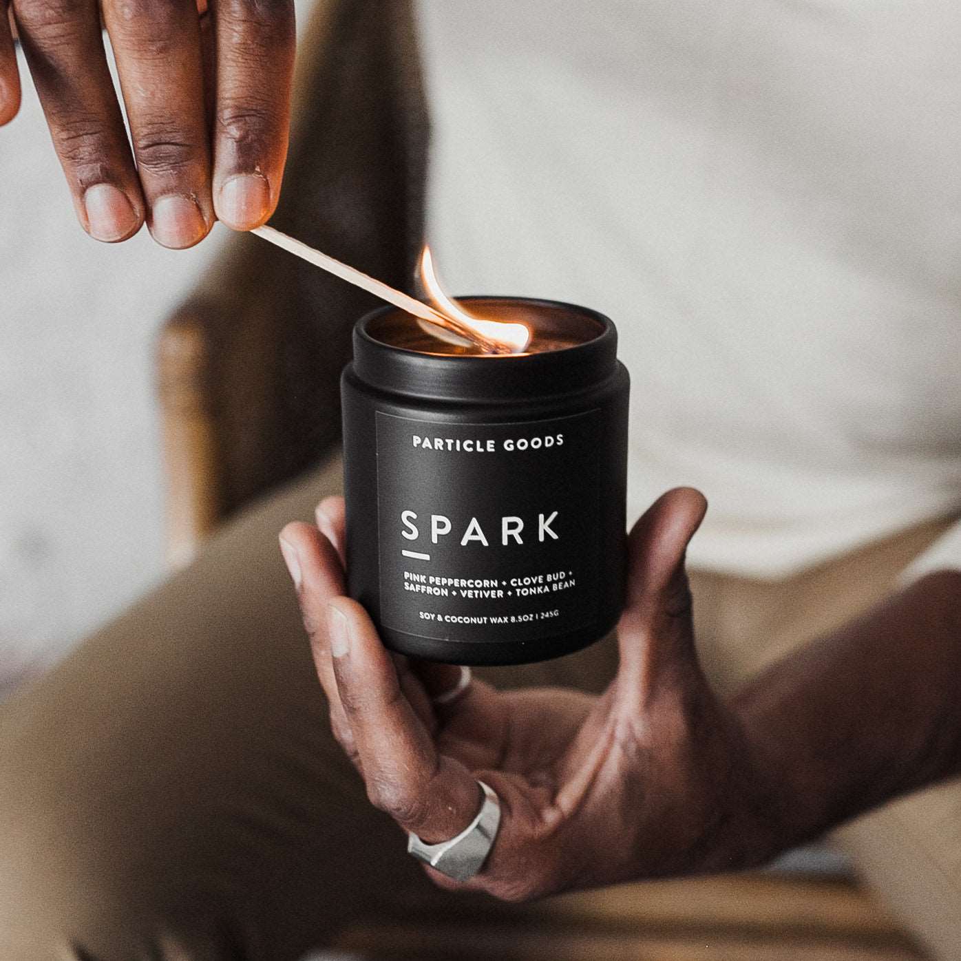 Spark Wood Wick Candle I Pink Pepper, Clove & Tonka Particle Goods